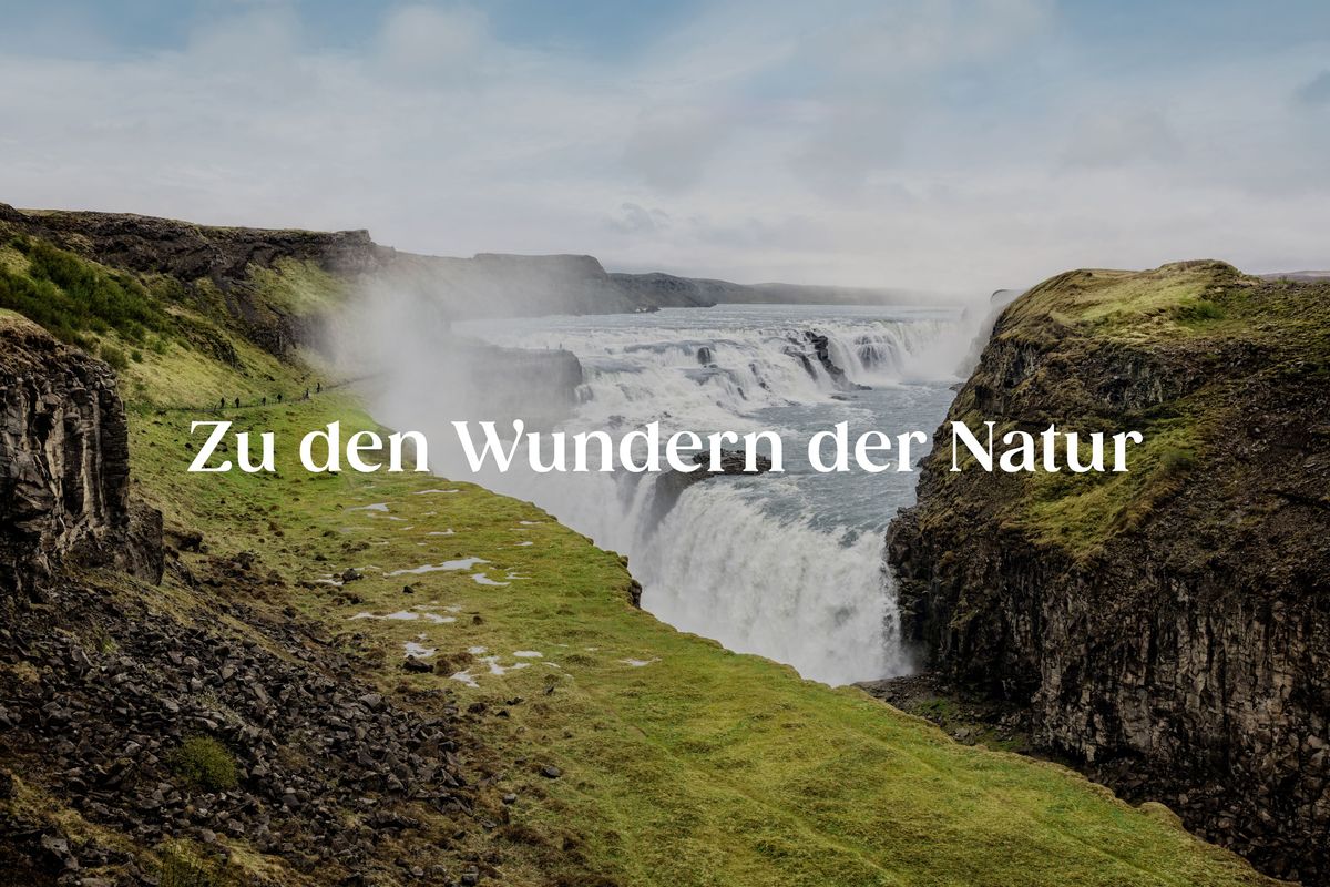 Der neu entwickelte Claim bringt die Kernidee auf den Punkt. Der Claim steht über einem Bild eines Wasserfalls.