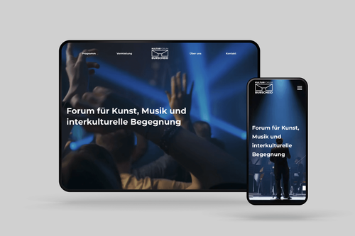 Moderner Webauftritt eines Kulturunternehmens aus Burscheid und Düsseldorf – entwickelt mit Fokus auf Corporate Identity, UX Design, UI Design und einem flexiblen Headless CMS.