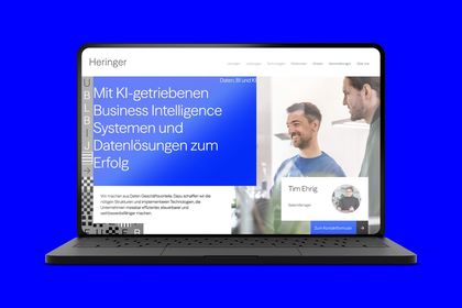 Digitaler Markenauftritt für Daten- und BI-Lösungen von Heringer Website von Heringer mit Fokus auf KI-gestützte Business-Intelligence-Systeme und Datenlösungen für Unternehmen.