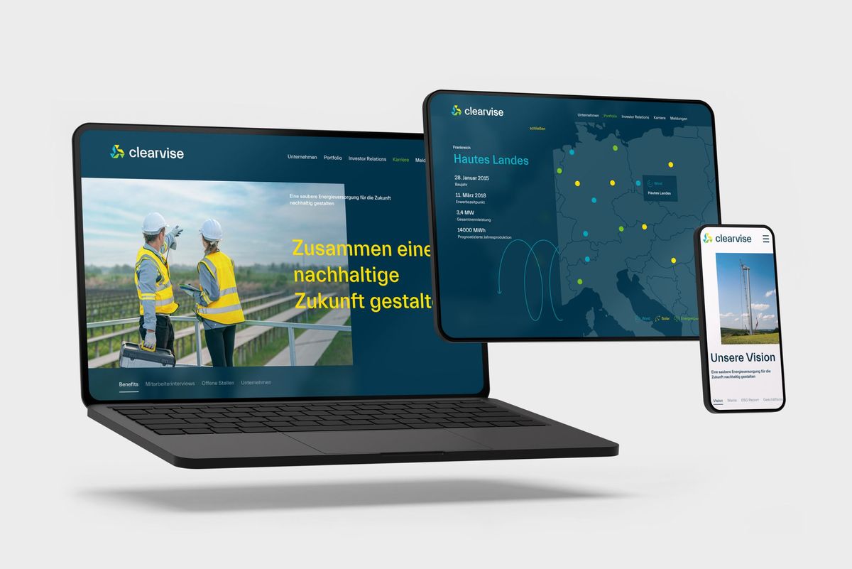 Darstellung der neuen clearvise Website auf unterschiedlichen Endgeräten