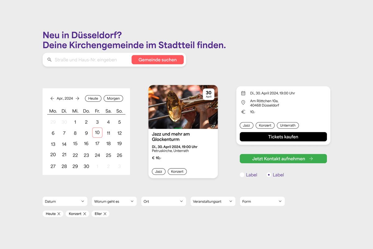 Graphical User Interface Kit zur Darstellung der Bedienelemente der Website im neuen Corporate Design.